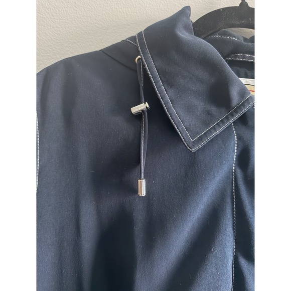 Talbots Navy Hooded Utility Jacket Women's Large Zip Front Drawstring Waist - Picture 6 of 16